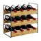 3-Tier Stackable Wine Rack Holds 4 Bottles per Tier, Metal & Bamboo Wine Storage Rack